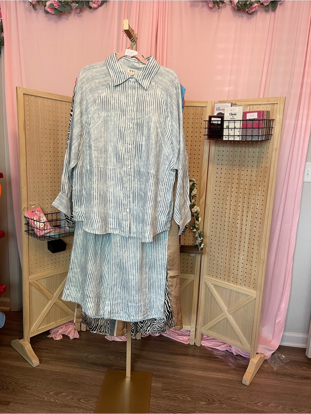 All Cotton Striped Light Blue Shirt and Pants set